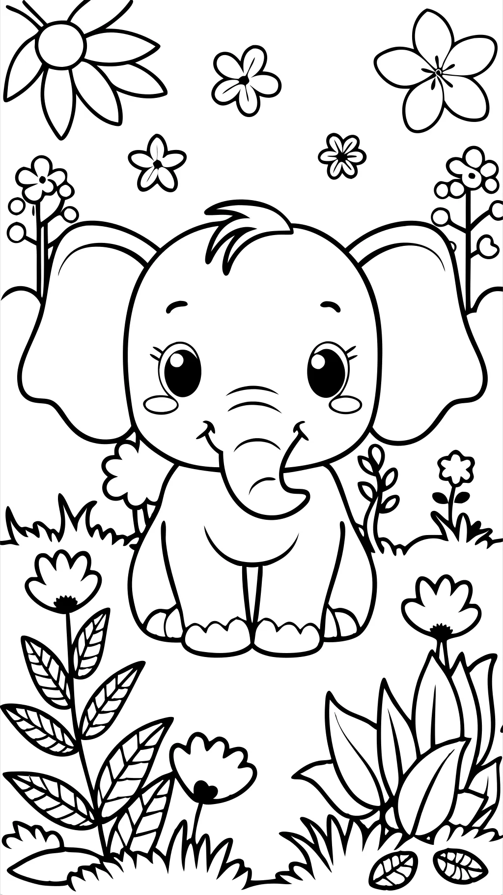 coloriage d’éléphant mignon